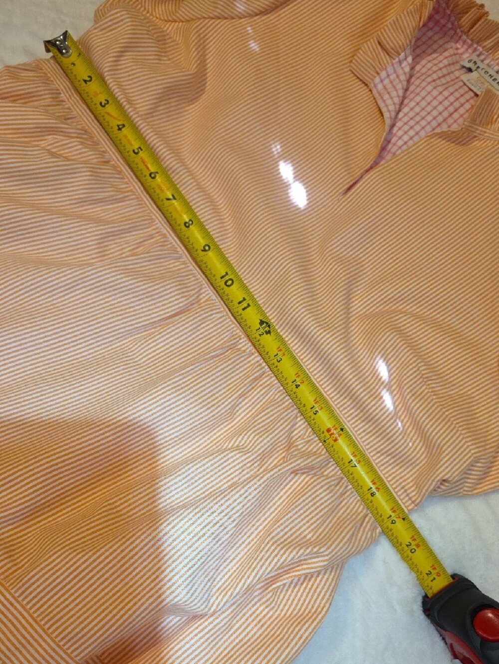 Gretchen Scott Women's Orange/White Pinstripe Tiered Ruffled Dress Size Large - Picture 6 of 12